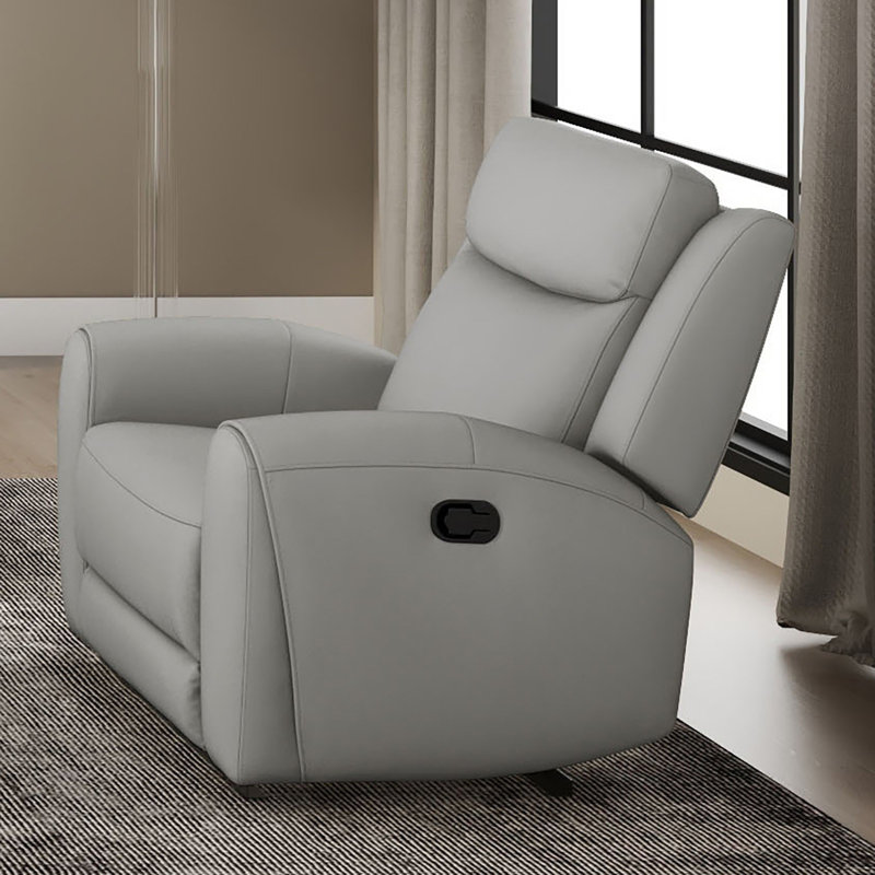 Fauteuil inclinable manuel en mousse haute densité, Gris, Manuel - levier / poignée, Cuir