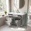 Meuble-lavabo mural en bois aggloméré 36 po gris avec fermeture à glissière intégrée et blanc 36 po avec tiroir et lavabo simple en céramique à 3 trous-130833212