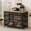 Cage pour chien avec cadre en fer forgé gris et ouvertures latérales - l 43,3 po x P 29,9 po H 33,5 po pour les chiens de taille moyenne facile à assembler jusqu'à 70 lb