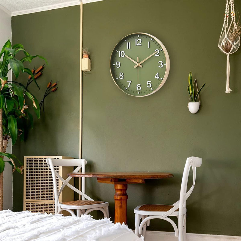 Horloges murales modernes à quartz, Vert olive