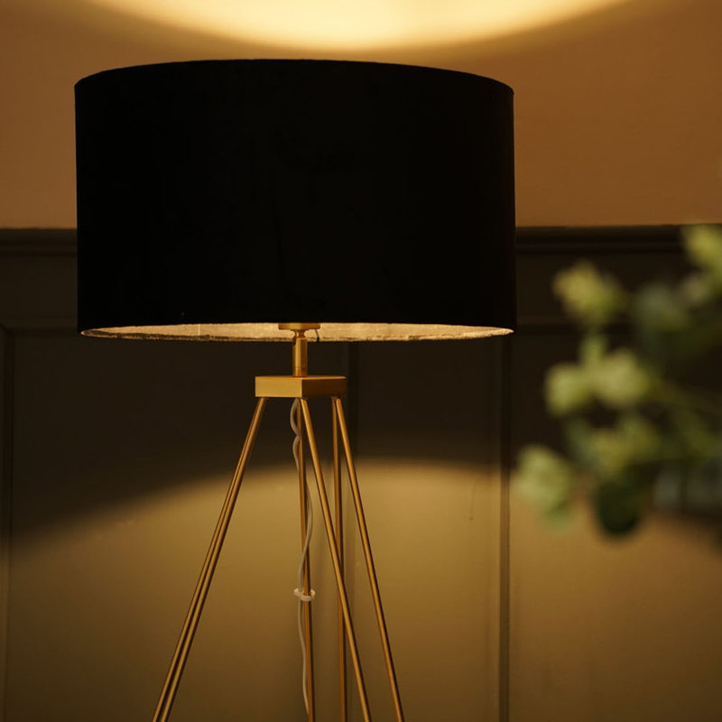 Dundrod 127cm Powder Coated Tripod Floor Lamp Set, Black, Yes