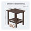 Table de bout extérieure en PEHD à 2 niveaux, table de bout de patio résistante aux intempéries avec tablette inférieure, brun-129181913