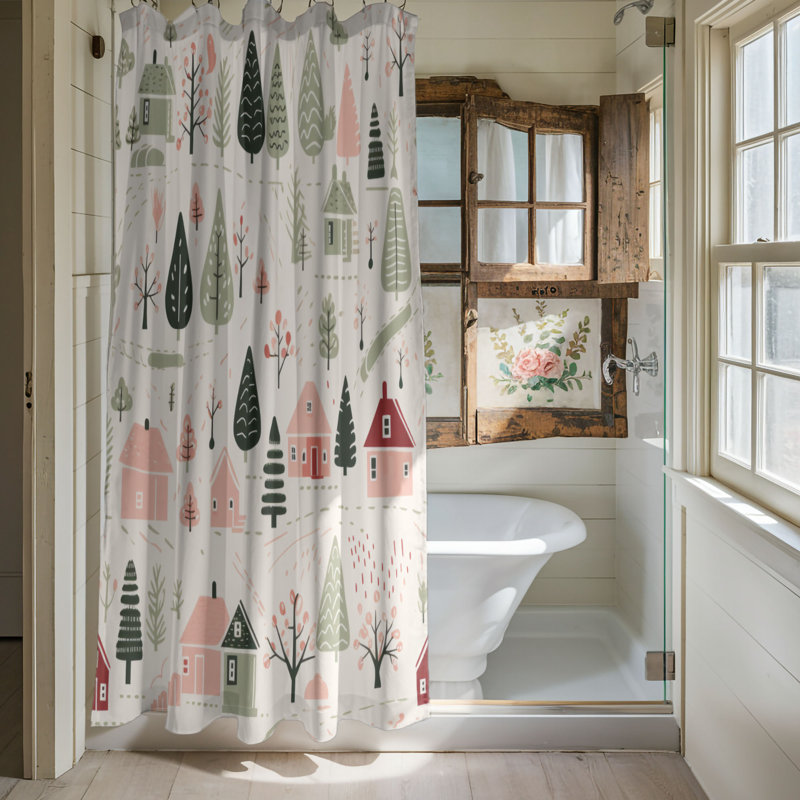 Rideau de douche Snowy Town - Premium, H 74 po x l 71 po