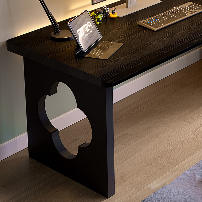 Bureau rectangulaire en bois massif noir, 29.53"H×55.12"L×23.62"W