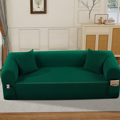 Canapé Spring avec tissu de haute qualité, coussins et rangement - ressorts ensachés, mousse haute densité, pour le salon, l’appartement ou les clous, vert.