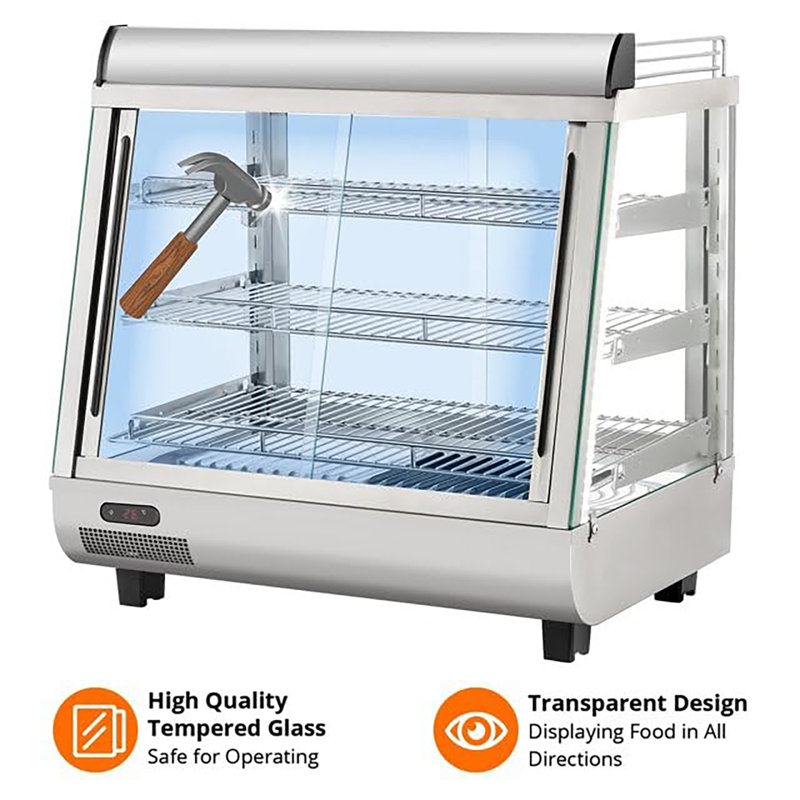 Vitrine commerciale pour chauffe-plats, présentoir de comptoir, chauffe-plats commerciaux avec tablettes réglables, 81,38 Gal