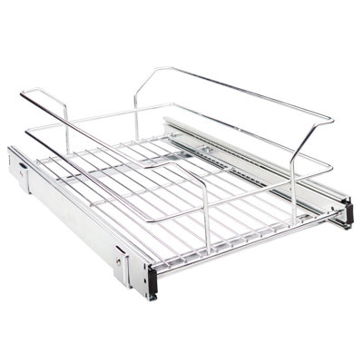 14-3/8" Polished Chrome Pullout Basket for 15" Cabinet Opening