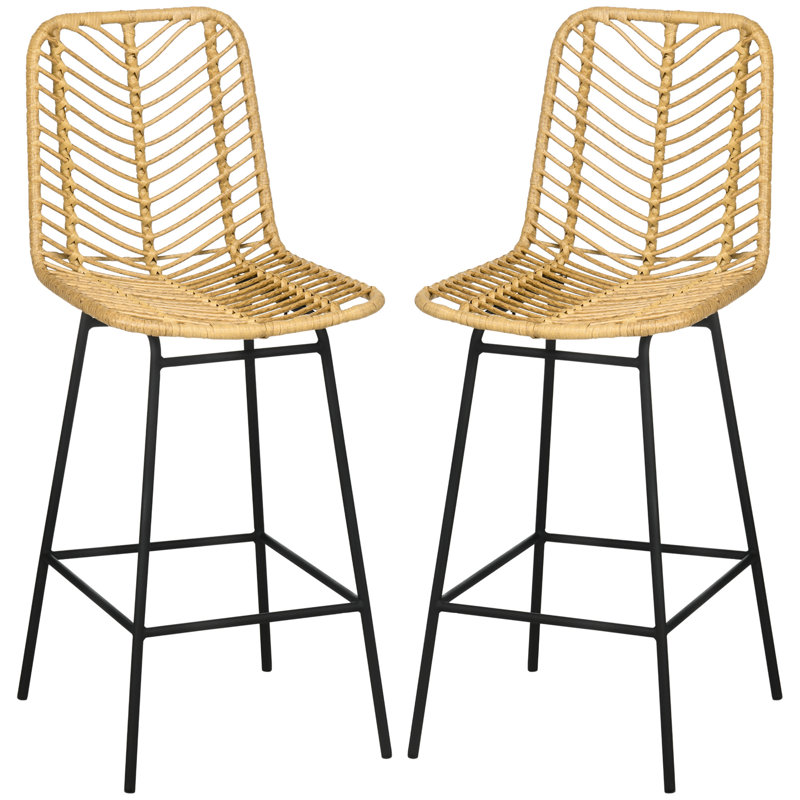 Ensemble de 2 tabourets de bar en rotin