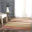 Tapis rayé en laine / coton Basler Kilim brun / vert / beige tissé à la main-9837146