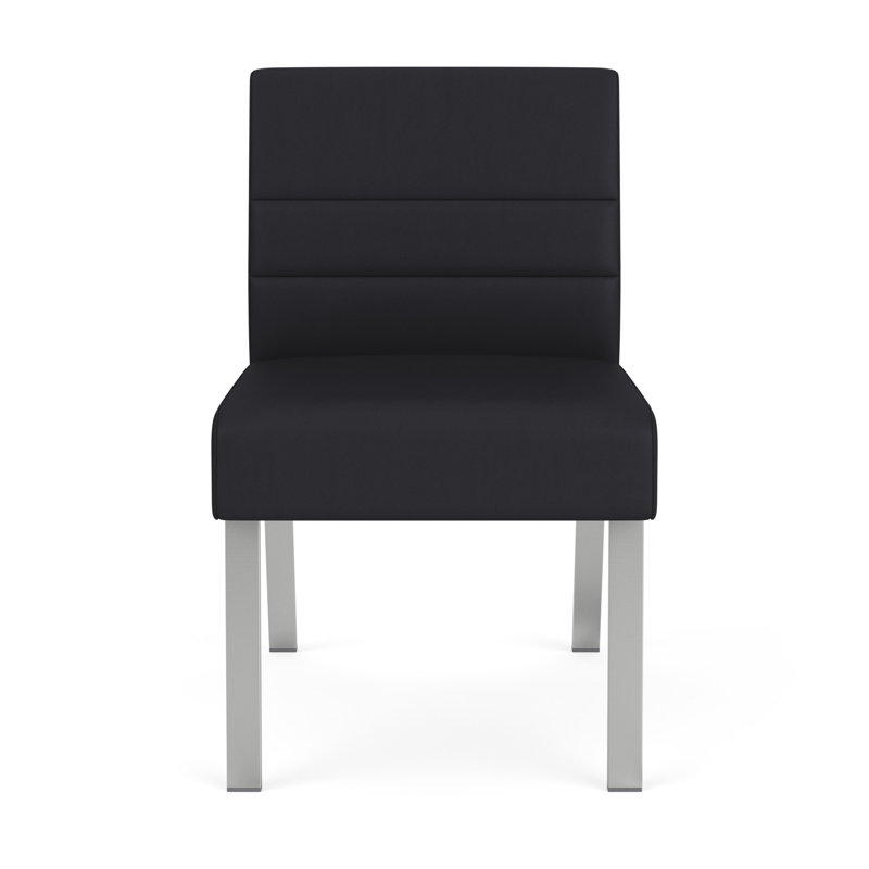 Chaise d'invité sans accoudoirs Waterfall, Argent, Vinyle noir Patriot Plus