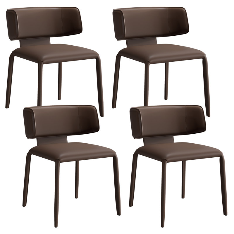 Chaise d'appoint rembourrée en cuir avec siège rembourré et siège en cuir Saddle, 4, Brun