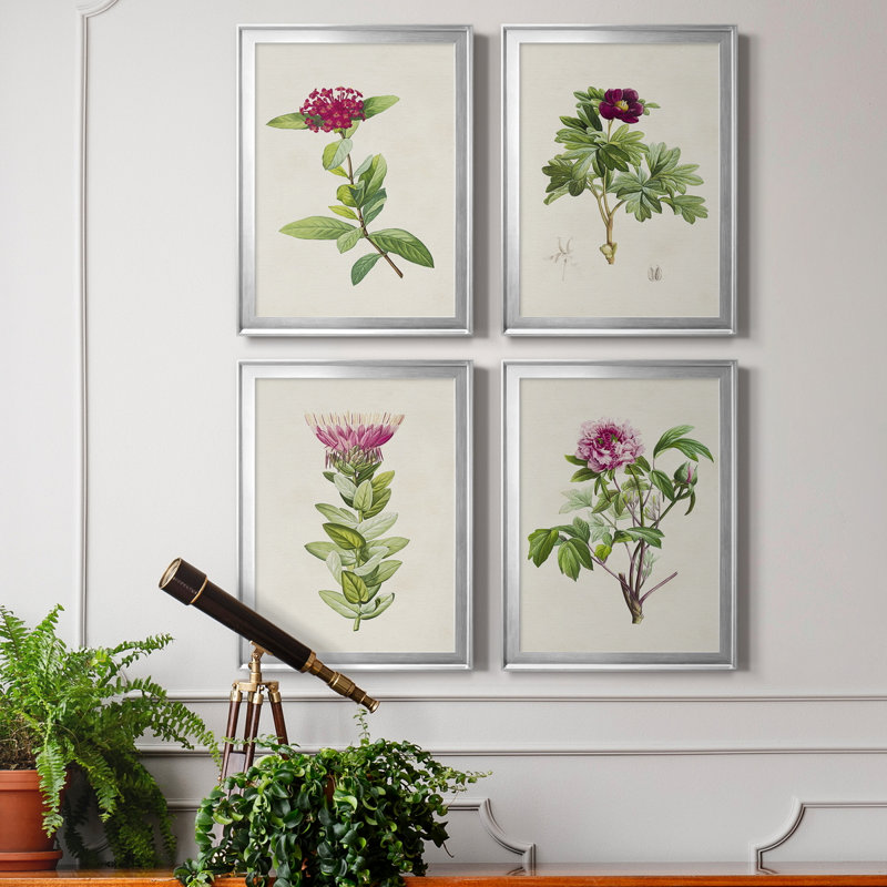 «Pretty Pink Botanicals II», toile encadrée de qualité supérieure - prête à être accrochée, H 30,5 po x l 90 po x P 1 po