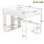 Grain de bois blanc, grand lit, lit mezzanine, garde-robe, bureau, rangement, grand assemblage en douceur, espace, espace de couchage