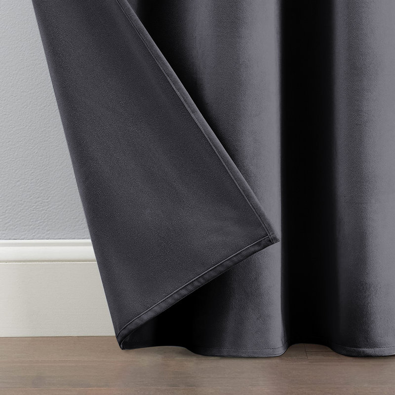 Panola Crushed Velvet Eyelet Sheer Curtains, Charcoal, 228 W x 228 D cm