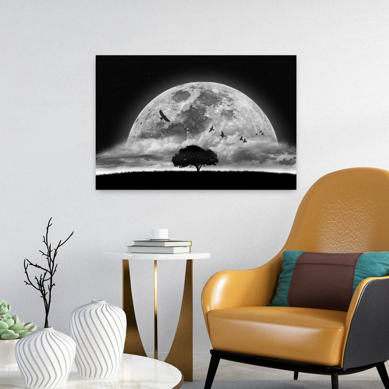 A Dream Dreamy Surreal Abstract Bird Tree Landscape Wall Art Print 1 Piece Wrapped Canvas Wall Art, 40.64cm H x 60.96cm W