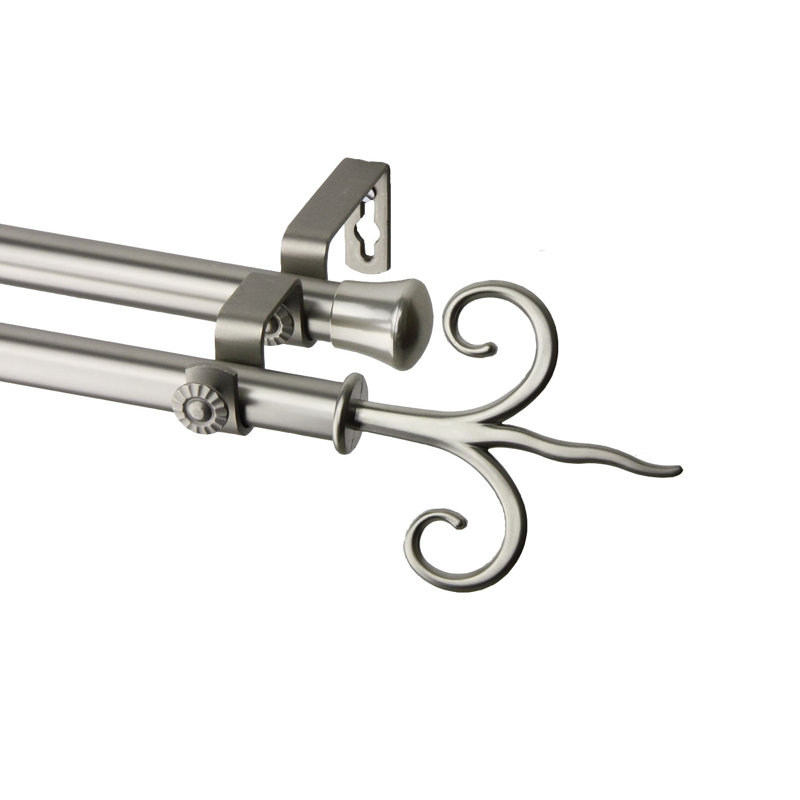 Tringle à rideaux double Yancy, 28 po à 48 po, Nickel satiné