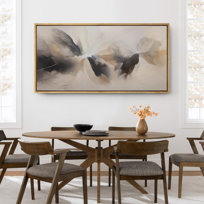 «Grunge Abstract Paint Stroke Effect Minimal Landscape Abstract Landscape Brown Grey Mountain Expanse», reproduction d'art sur toile