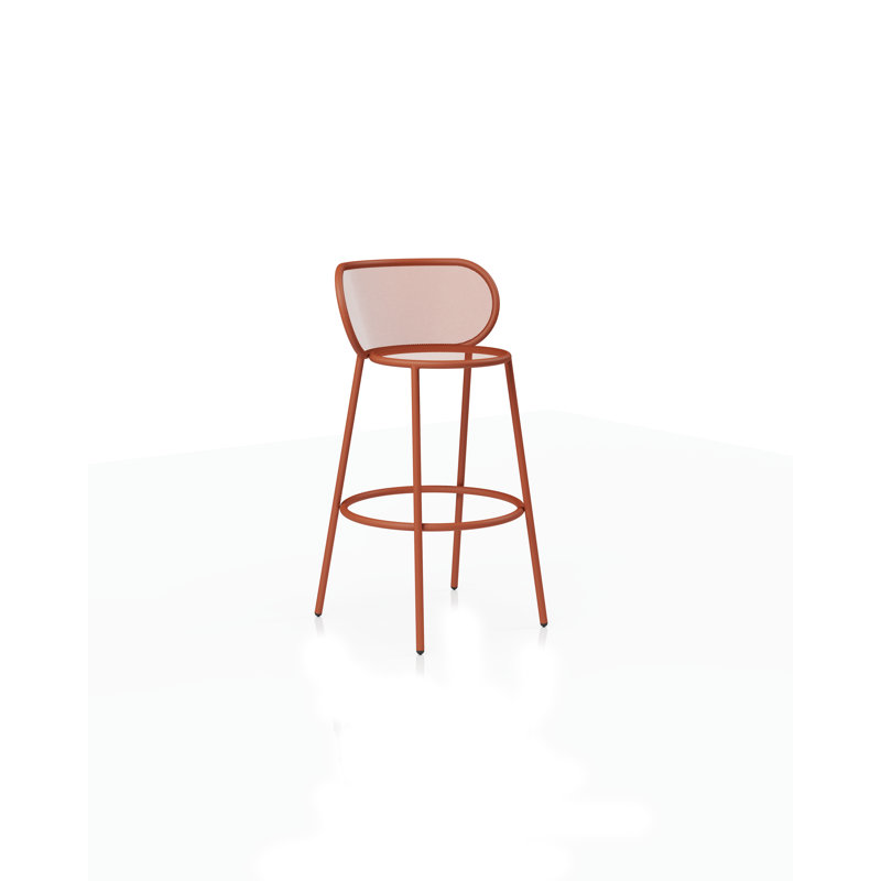 Lemon Yellow Steel Low Back Patio Bar Stool