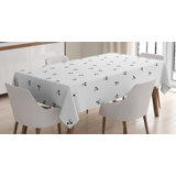 Ambesonne Skull Tablecloth, Skull Design Backdrop With Minimalistic Features Abstract Display, Rectangular Table Cover For Dining Room Kitchen Decor, 52" X 70", Charcoal Grey White