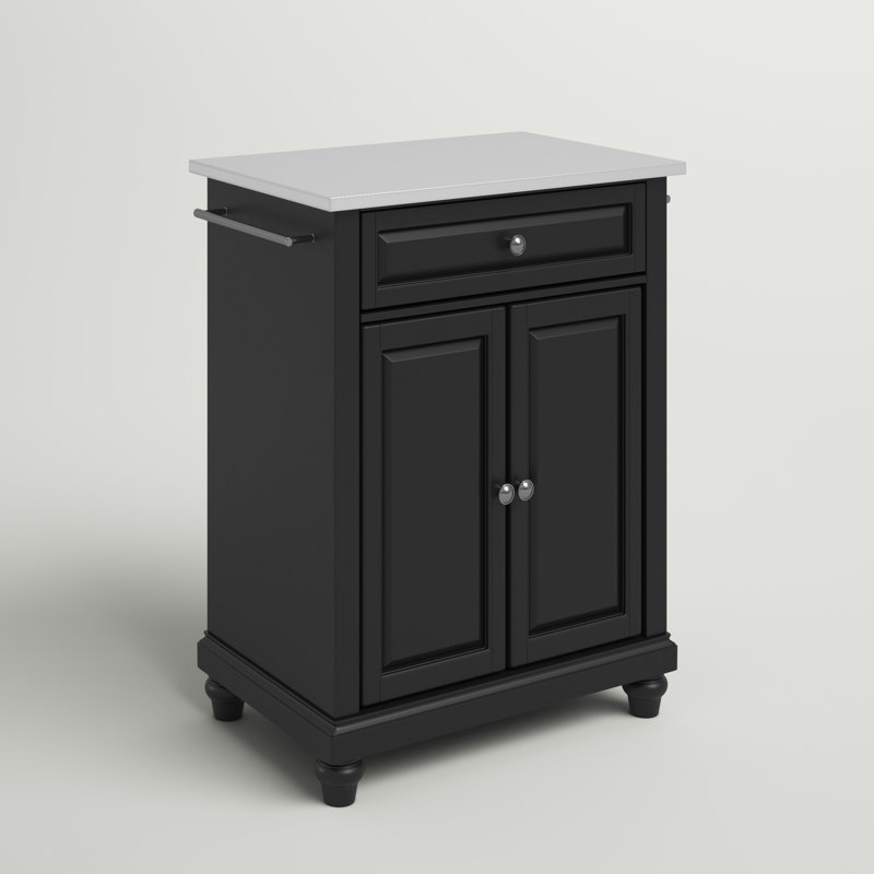 Chariot de cuisine avec plateau en acier inoxydable Hedon, Noir
