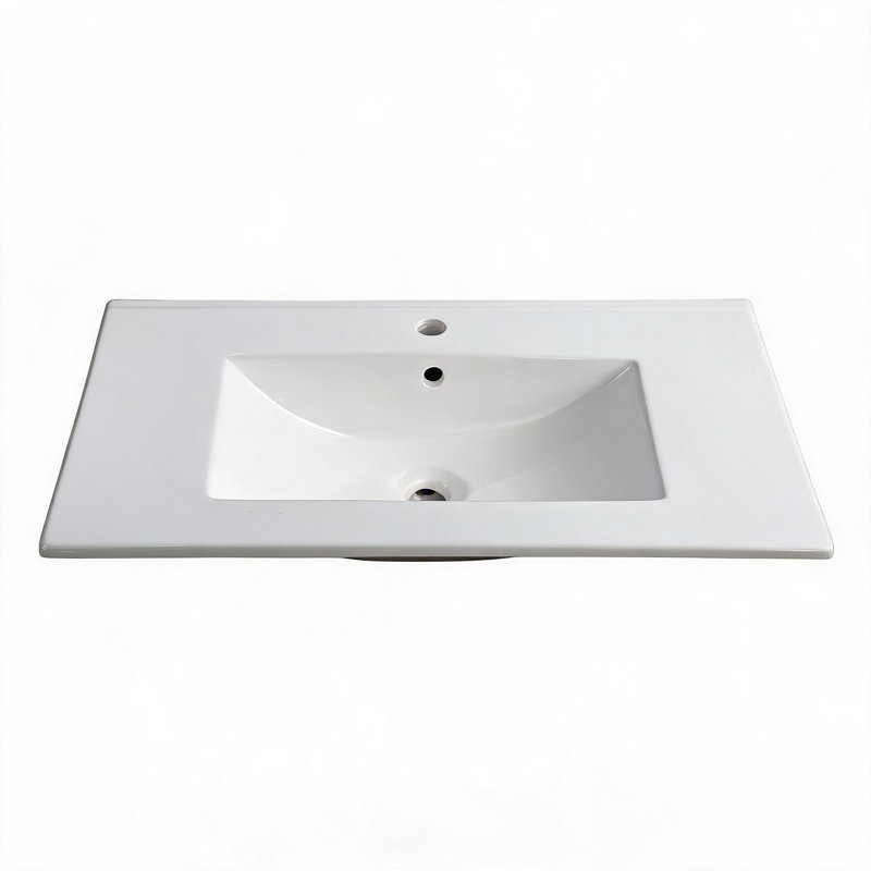 Plan de toilette en céramique blanche de 76 cm avec lavabo intégré