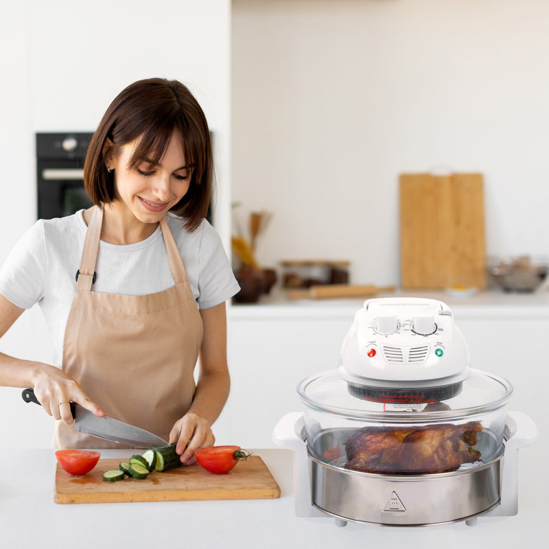 Air Fryer - Halogen Oven with 12 to 17 Quart Capacity, Accessories, and Time and Temperature Controls - Glass Air Fryer, Roaster, Broiler, Toaster, Steamer, and Grill by Classic Cuisine