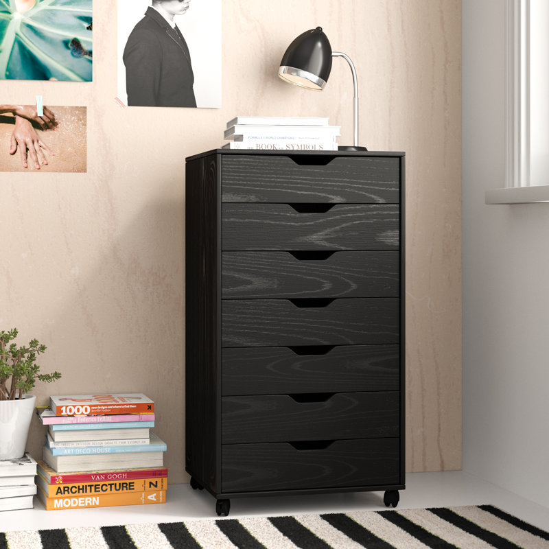 19.21'' Wide 7 -Drawer Mobile File Cabinet, White