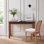 Bureau d'écriture moderne en bois massif 35,4 "avec 2 tiroirs