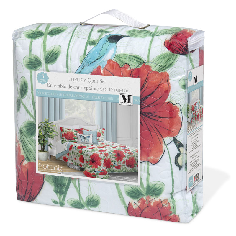 Blue Reversible Full Microfiber Quilt Set