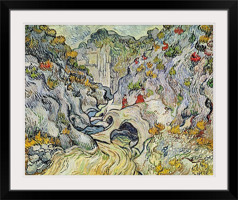 The Ravine Of The Peyroulets, 1889 by Vincent Van Gogh - Print, 20" H x 23" W x 1" D, Black Framed