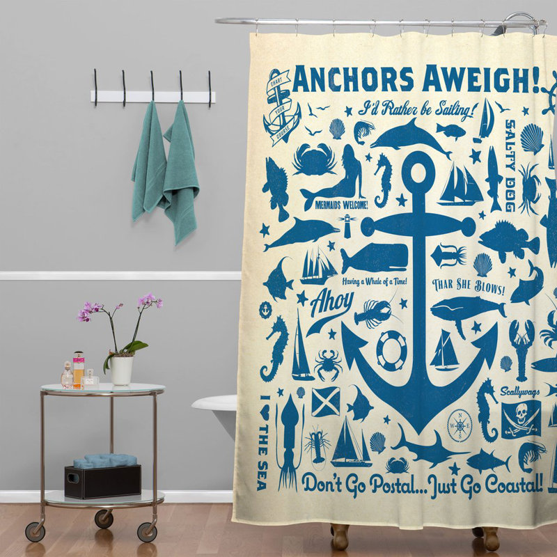 Rideau de douche et crochets simples et aweigh anchors Anderson Design Group