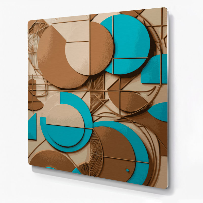 Abstrait formes 84, art mural en métal brun, H 12 po x l 12 po