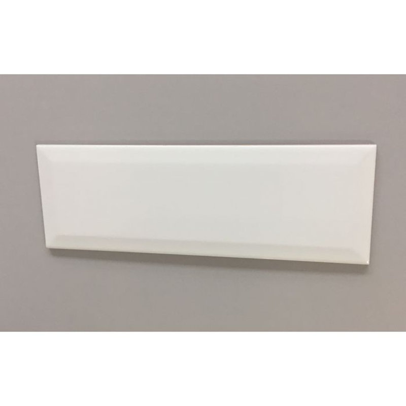 White Glossy Ceramic Beveled Edge 4" X 12" Subway Tile, White