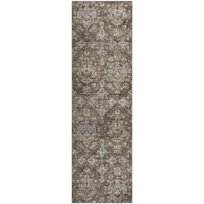 Premium Machine Washable Alliah AMF94 Brown Rug