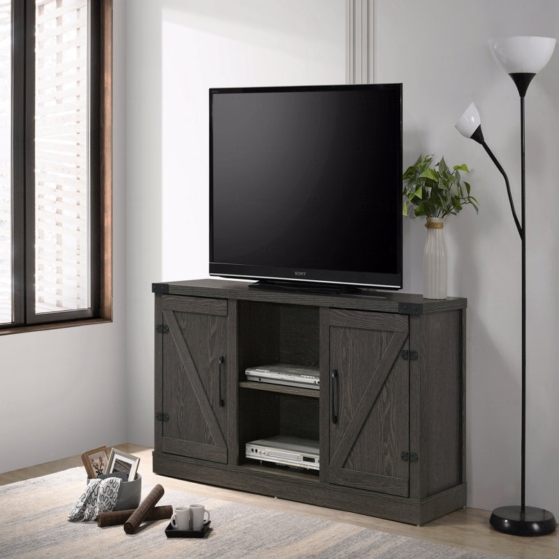 58 pouces, console multimédia et portes d'armoire coulissantes, Noir/gris