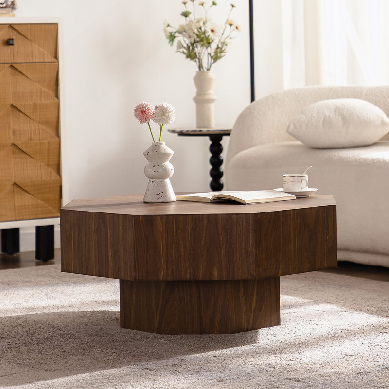 Table basse en bois de forme octogonale pour le salon, la chambre à coucher et le bureau, alliant charme rétro et fonctionnalité moderne.