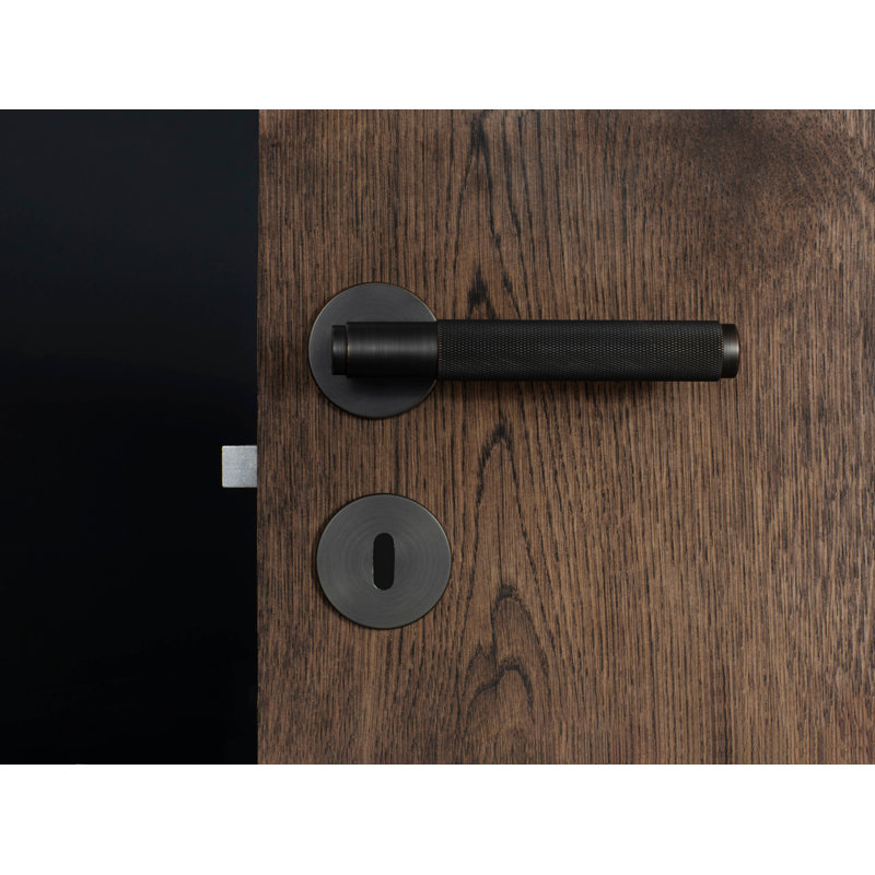 Round Passage (Hall & Closet) Door Lever with Round Rosette, Smoked Bronze