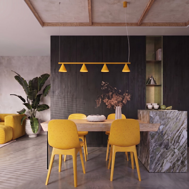 Chandelier NOX 4L white, Yellow