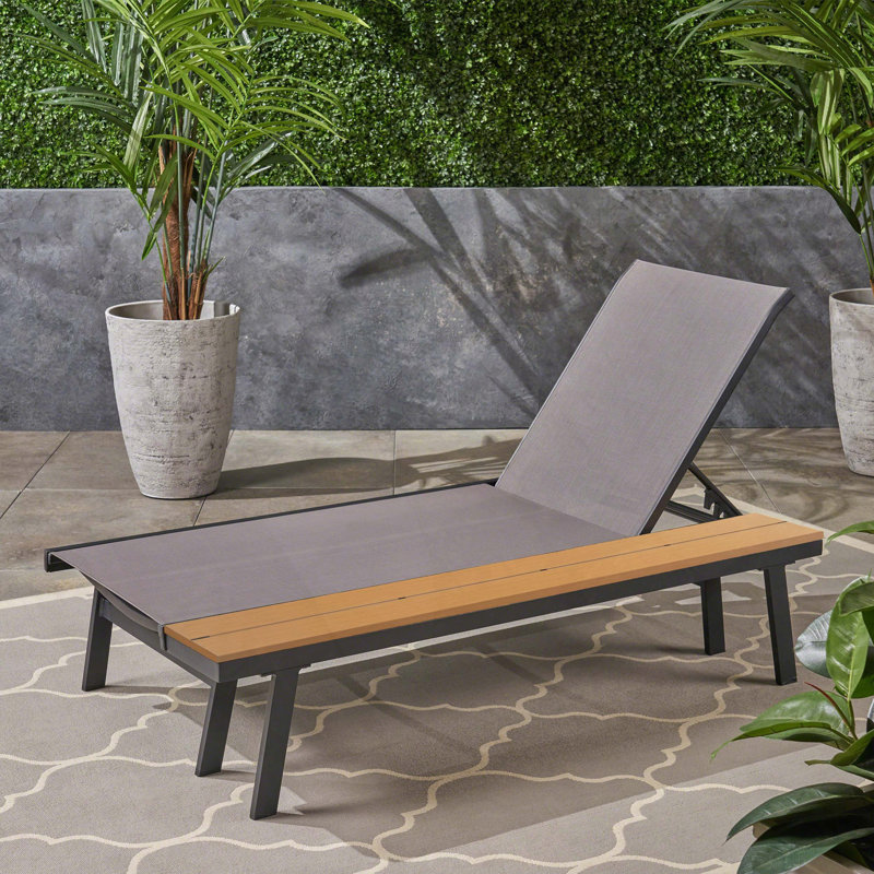 Chaise Lounge Attached Side Table Adjustable Seating Positions