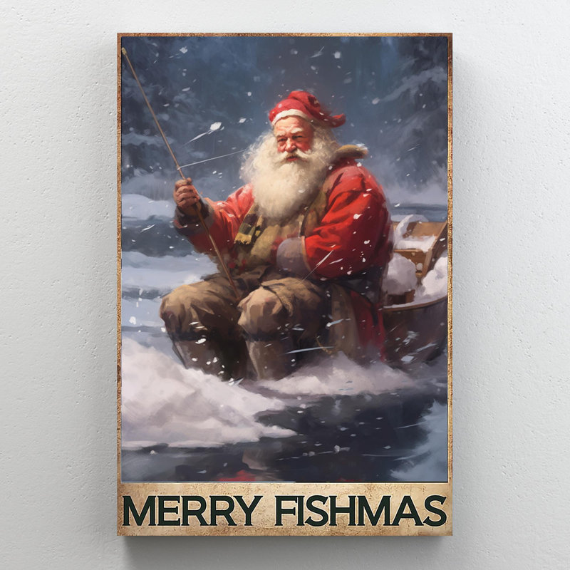 «Merry Fishmas», impression sur toile, H 20 po x l 16 po x P 1,25 po