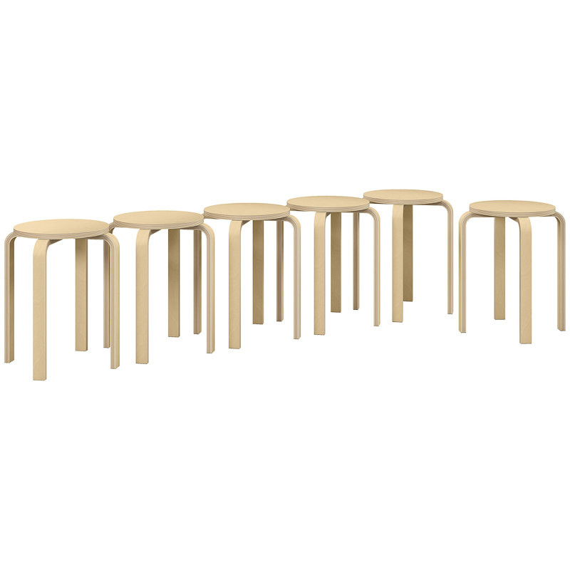Stackable Stools Set of 6, 18-Inch Round Backless Stools for Kitchen