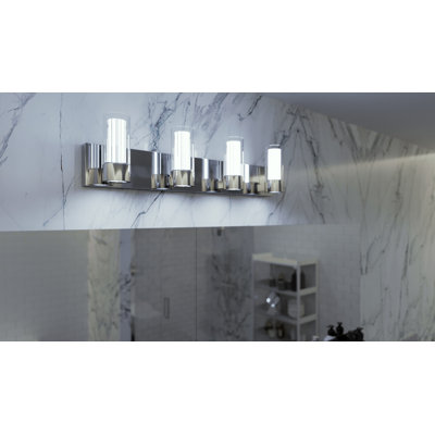 Delaporte 4 - Light Dimmable LED Silver Vanity Light