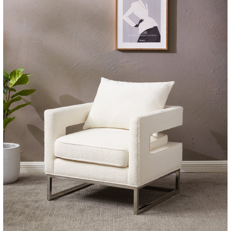 Fauteuil en velours 31,89 po Kamyron, Velours ivoire
