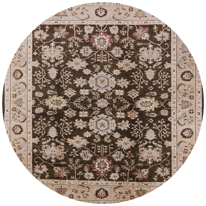 Tapis oriental beige / brun Cardew, Rond 6 pi