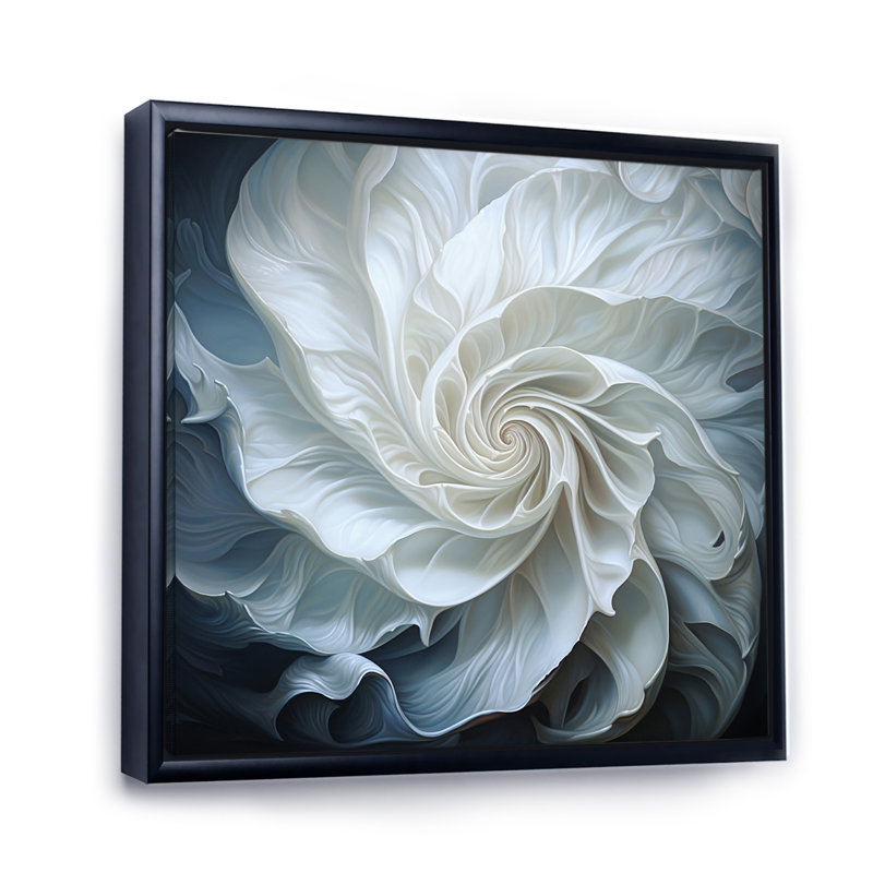 Seashell Monochromatic Whispers I - Animals Wall Art Living Room, H 24 po x l 24 po x P 1 po, Cadre flottant noir