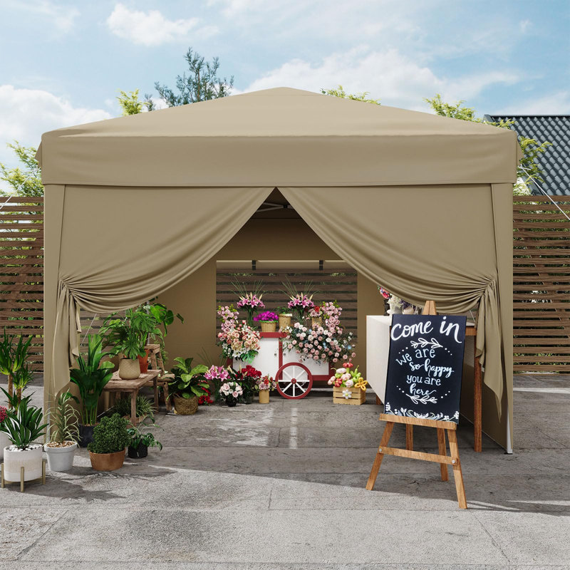 10x10 Pop Up Canopy Tent with 4 SideWalls, Brown