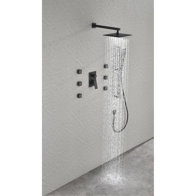 Configuration du système de fixation murale 6 jets pour corps et douche à main noir mat