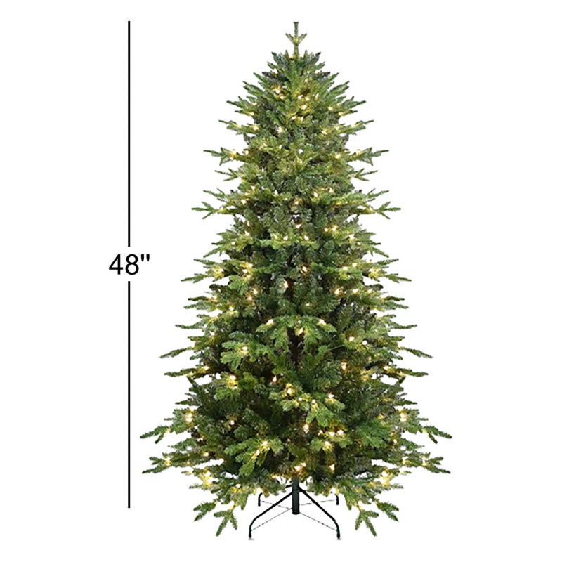 Préréglez un arbre de Noël élancé, équipé d'une lumière blanche chaude et d'une base pliante, 4'