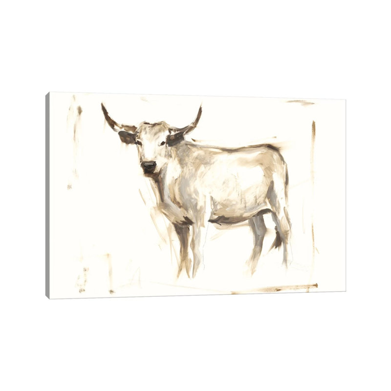 White Cattle II by Ethan Harper - Wrapped Canvas Panoramic Painting, 20.32 cm H x 30.48 cm W