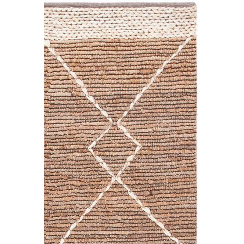 Alphonsus Natural Fiber Hand Woven Jute Geometric Rug, Square 6'